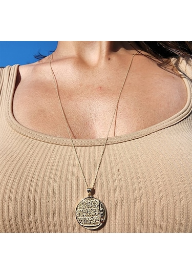 Tılsım Dualı Nazar ( Üç Dualı) Korumalı Tılsım Madalyon Tasarım T-Sarı