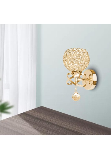 Homyl Kristal Duvar Işıkları Başucu Koridor Lambası Gümüş Gümüş