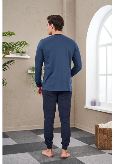 Pjs 23706 Erkek Patlı Baskılı Pijama Takım İndigo