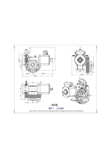 Akiş Mugen Mf1 Pro-E 7.5Kw 480X5X10 800Kg Asansör Makina Motor