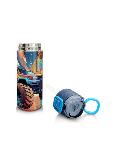 Coral High Kids Turuncu High Wheels Truck Desenli Pipetli Ve Direkt İçim Çelik Termos 500 Ml 31994 Turuncu