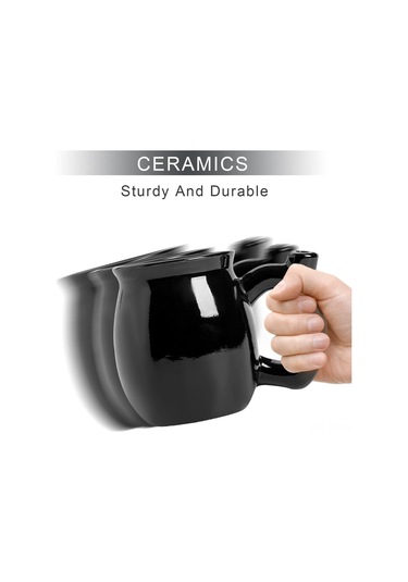 Skycity 300 Ml Seramik Kahve Fincanı - Ev Kadın Erkek Hediyesi, Halloween Noel Doğum Günü Partileri, Mikrodalga Ve Bulaşık Makinesine Uygun, Konforlu Tutamaklı Siyah