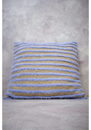 Peraluna Luxury Pıllow Simli Çizgili Triko Yastık Kılıfı 45x45 Cm Açık Lila/gold - Açık Lila