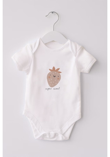 Lilabio %100 Organik Pamuk 3'lü Baskılı Kısa Kollu Bebek Body Beyaz