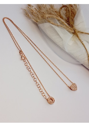 Keskin Gümüş Gümüş Zirkon Taşlı Gold Kalp Kadın Trend Harf Kolye Kadın Kolye