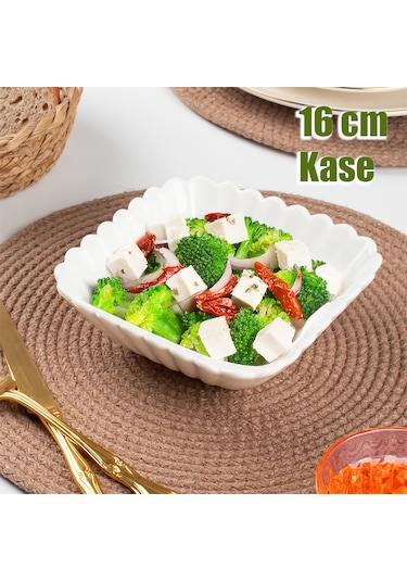 Porsima 1750n Porselen Kase Kare Desenli Derin Salata Kase 16cm