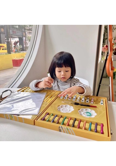 İkkb Yeni Küçük Sarı Ördek Çocuk Renkli Çubuk Boyama 84 Parçalı Set Suluboya Kalemi