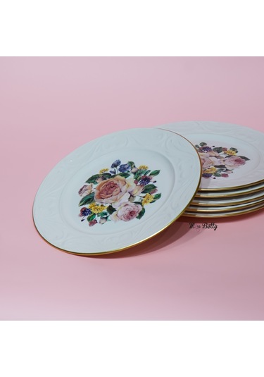 Rose Deluxe Porselen 6'lı Servis Tabağı Pembe