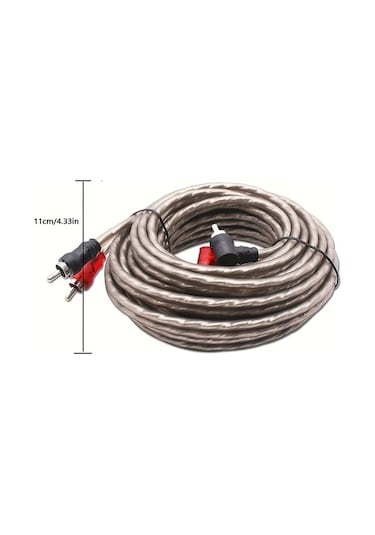 Hightower Gri 5m 10ga Rca Ses Kablosu Yüksek Kalite Bakır Ses Sistemi Amplifikatör