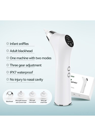 Yaozixa Bebek Elektrikli Burun Emici - 3 Seviye Emme, Sesli Sakinleştirici, Karbon Akne Temizleyici, 4 Fişli, Li-pol Batarya