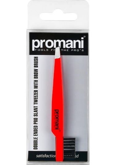 Promani PR-929 Eğik Uçlu Kaş Fırçalı Cımbız Kırmızı