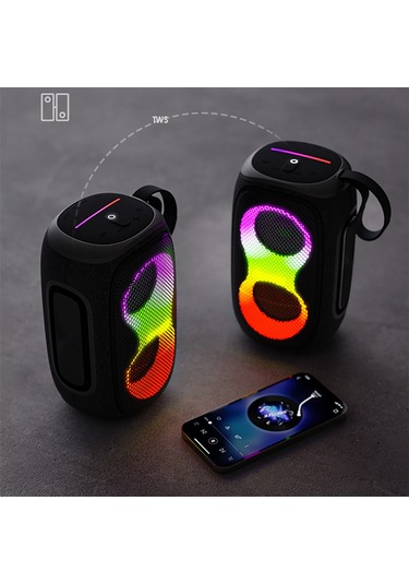 Lenyes S865 Luminous Serisi Su Geçirmez Çoklu Giriş Rgb Işıklı Tws Bluetooth Hoparlör V5.3 40w Siyah