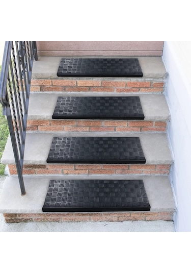 Siyah Plastik Kaydırmaz Dış Mekan Merdiven Basamak Paspası