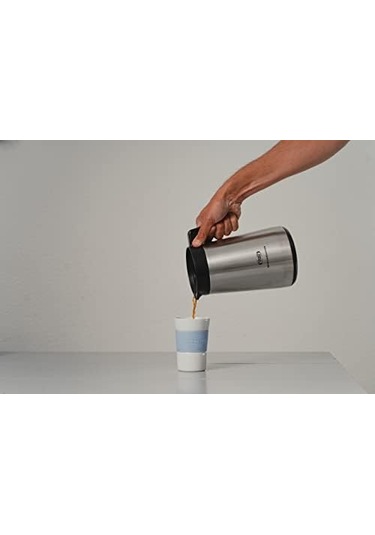 Paslanmaz Çelik Termos, 1.25 L Kapasite, Gümüş Siyah