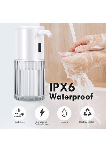 Xiaaokeji Otomatik Sabunluk, 350ml Temassız Şarj Edilebilir Sabunluk Beyaz