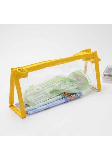 Şeffaf Büyük Kapasiteli Öğrenci Kore Tarzı Kalem Kutusu 79y2gm Sarı