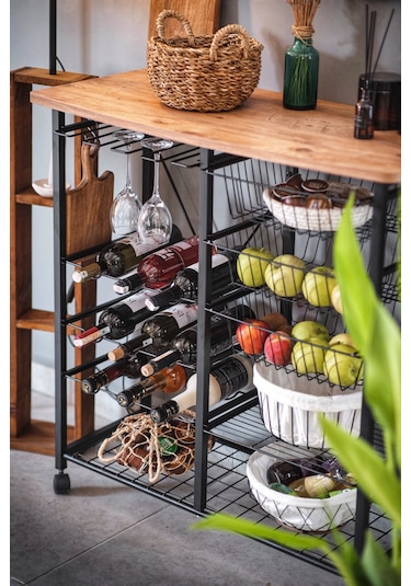 ÇOK AMAÇLI ADA MASA METAL MUTFAK BAR BANGO TEKERLEKLİ SEBZELİK