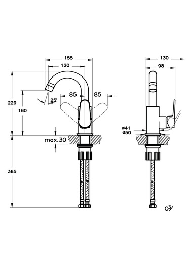 Eczacıbaşı Punto 301 Döner Borulu Lavabo Bataryası Krom