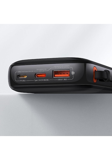 Baseus Qpow Pro 10000 mAh 20 W 3A Digital Display Hızlı Şarj Powerbank Siyah