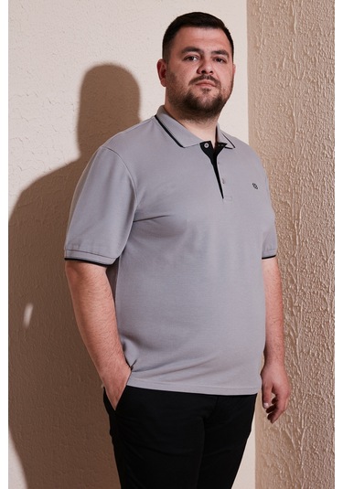 Buratti Büyük Beden Pamuklu Regular Fit Erkek Polo Yaka T Shirt 5902118B Taş