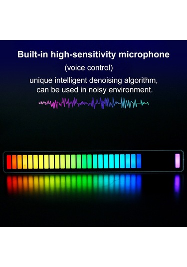 Youtek D08 Rgb Sesli Işık: Renkli Ritim, Tek Renk Spektrum, Solunum Modu - Parlaklık/hız Ayarlanabilir, Gürültü Engelleme Mikrofonlu Beyaz
