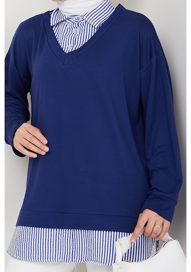 Gömlek Yaka Oysho Tunik 1612 - Lacivert Lacivert