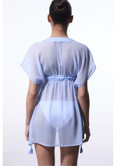 Penti Açık Mavi Basic Şifon V Yaka Mini Kaftan