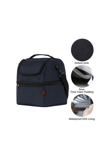 Moveevo Siyah İki Bölmeli Soğutucu Çanta - Yemek Ve İçecek Ayırma, Outdoor Piknik Kamp İçin Isı Yalıtımlı Omuz Çantası Siyah