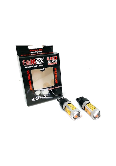 Femex  Premium T20 7443 9W Led Ampul Çift Duy Turuncu 2835 Chip Me