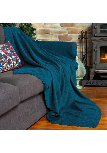 Jakarlı Şönil Koltuk Örtüsü Çekyat Örtüsü Koltuk Şalı 110x175 2 Ad. Kaymaz Turkuaz Turkuaz