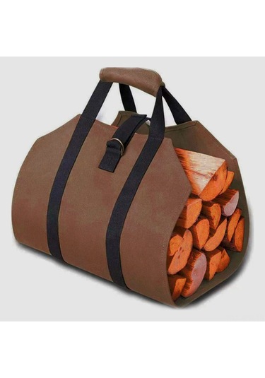 Maiyame Kahverengi Mürekkepli Kumaş Odun Taşıyıcı, 98x41cm Büyük Kapasite, Dış Mekan Kamp Fayansı, Ellerini Temiz Tutar, Dayanıklı Taşıma Çantası Haki