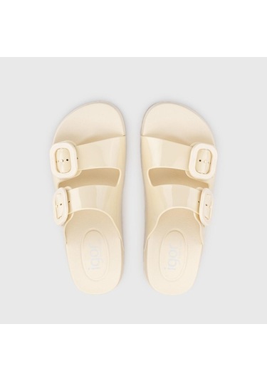 Igor S10334 079-Marfıl Kadın Çift Bantlı Terlik 001