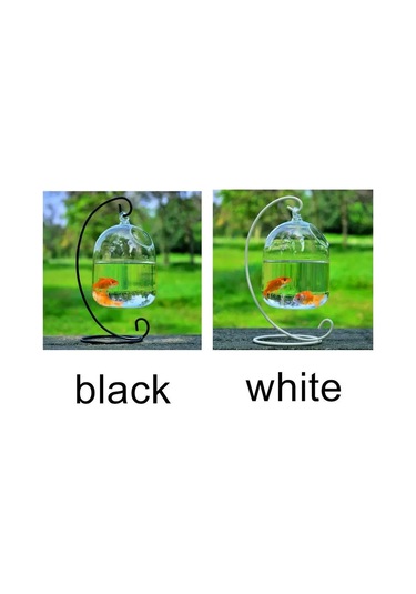 Xiyyadms El Yapan Askı Tipi Cam Akvaryum - Transparan Borosilikat Cam, Beyaz Ayaklı, Ev Dekorasyonu, 15cm Yükseklik, Evcil Hayvanluk