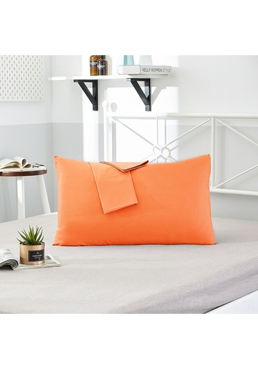 Suofeng Ev Otel Kullanıma Uygun 40 Nehir 13372 Saf Renkli Yastık Kılıfı Tekli Çift Paket Turuncu 48x74 Diğer