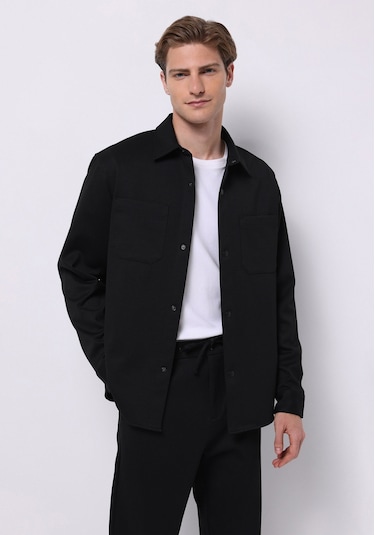 Colins Regular Fit Erkek Siyah Shacket Cl1075640 Q1.v2 Blk Siyah