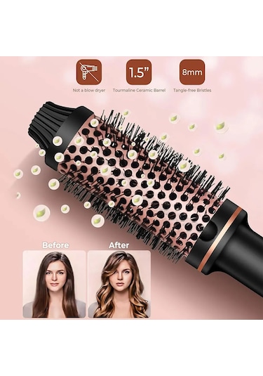 Termal Fırça 1.5 Inç Isıtmalı Kıvırma Fırçası Seramik Bukle Siyah