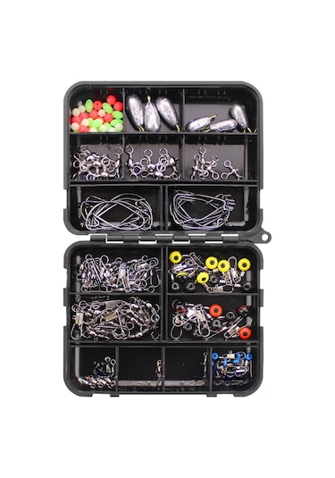 Reedark 160 Parça Balıkçılık Aksesuar Seti - Kranklı İğneler, Kurşun Ağırlıklar, Üç Çenekli Döner Çemberler Ve Uzay Fasulyeleri İle Çok Amaçlı Kullanim