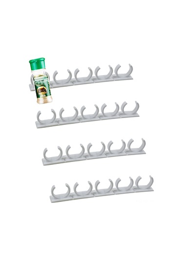 Konesam Küçük Baharat/şurup Kavanozları İçin 4 Adet Beyaz Plastik Klipsli Organizer - Mutfak/banyo Depolama Rakusu Beyaz