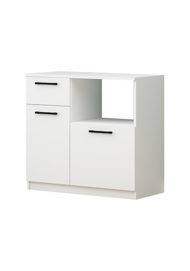 Elis Kahve Köşesi Raflı Çok Amaçlı Dolap Beyaz Beyaz