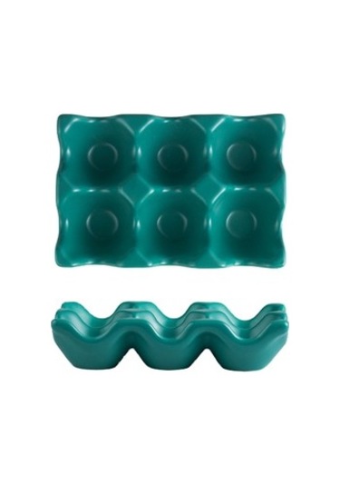 Pazly--1 Adet 6 Izgaralar Yumurta Tutucu Seramik Kayma Yumurta Kutusu Buzdolabı Darbeye Yumurta Tepsi Tutucu Saklama Kutusu Ev Depolama Organizasyon Depolama Tepsileri Yeşil