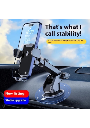 Xuweiwei Uzatılabilir Kollu Tek Tıklamayla Cikarilabilen 360 Derece Donebilen Siyah Vantuzlu Araba Tutucu D46 6 Gps Akilli Telefon Tablet Icin Pvc