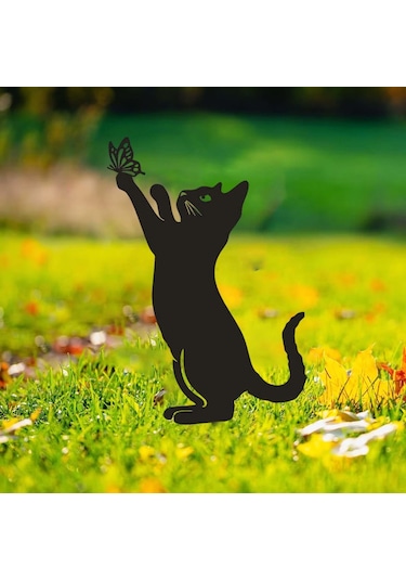 Suntek Magideal Dekoratif Bahçe Sevimli Kara Kedi Kazığı