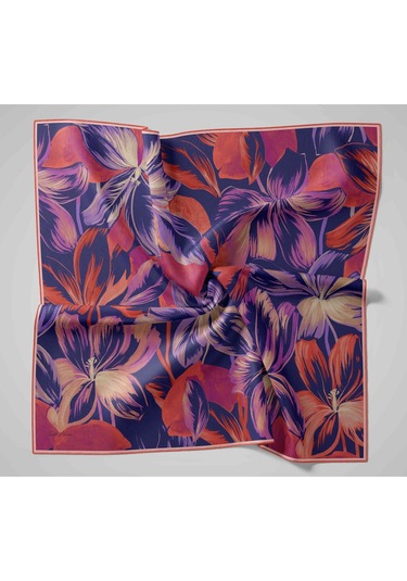 Silk Home Twill İpek Eşarp 11480-64 Morcivert, Pembe, Turuncu, Fildişi, Somon