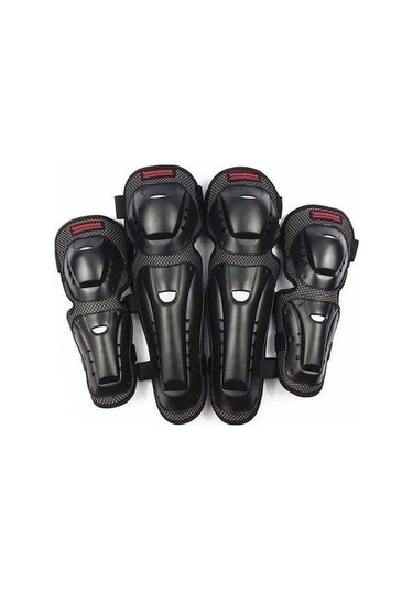 Pazly 4 Parça Motosiklet Diz Ve Dirsek Koruyucu Kolluklar Seti - Siyah Siyah
