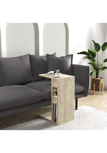 Vera Yan Sehpa , Servis Sehpası Traverten Mermer Desen