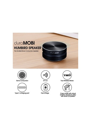Moly Alüminyum Gövdeli Siyah Kemiğiiletimli Tws Bluetooth Hoparlör - Bt5.0, 400mah Pil, Mini Ses Cihazı, Taşınabilir, 1 Adet