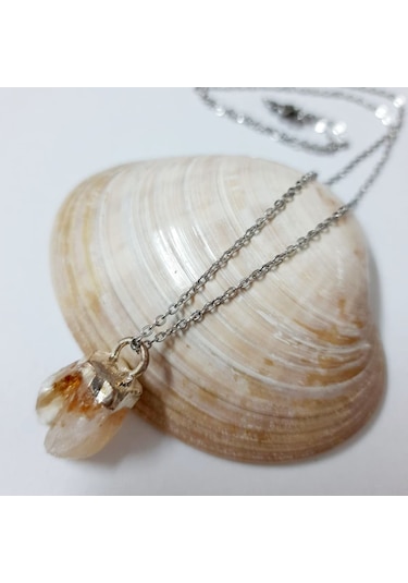 Soma Japon Sitrin Taşı Kadın Kolye Iki Renk Gümüş