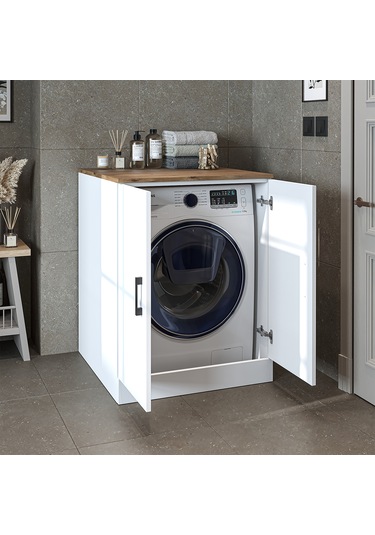 Çamaşır Kurutma Makinesi Alt Dolabı Kapaklı Banyo Alt Dolap.51 Atlantik Çam - Beyaz Çamaşır Kurutma Makinesi Alt Dolabı Kapaklı Banyo Alt Dolap.51 Atlantik Çam - Beyaz