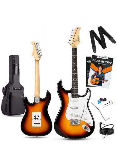 Fourtune Atlas Eg-1000sb Gül Klavye Strat Kasa Sss Sunburst Elektro Gitar Seti