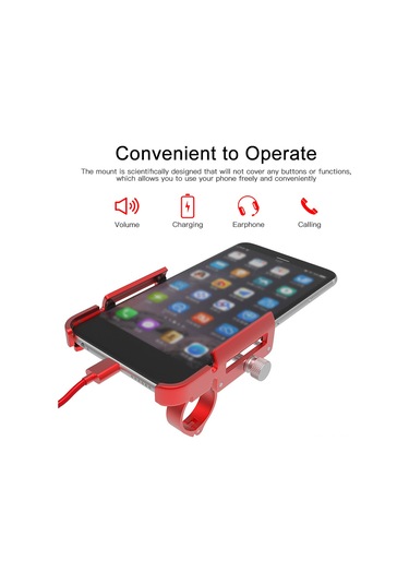 Shineyee Gub P30 Cnc Alüminyum Bisiklet Telefon Tutucu 360 Döner 60-100mm Genişlik Ayarı Kırmızı Kırmızı